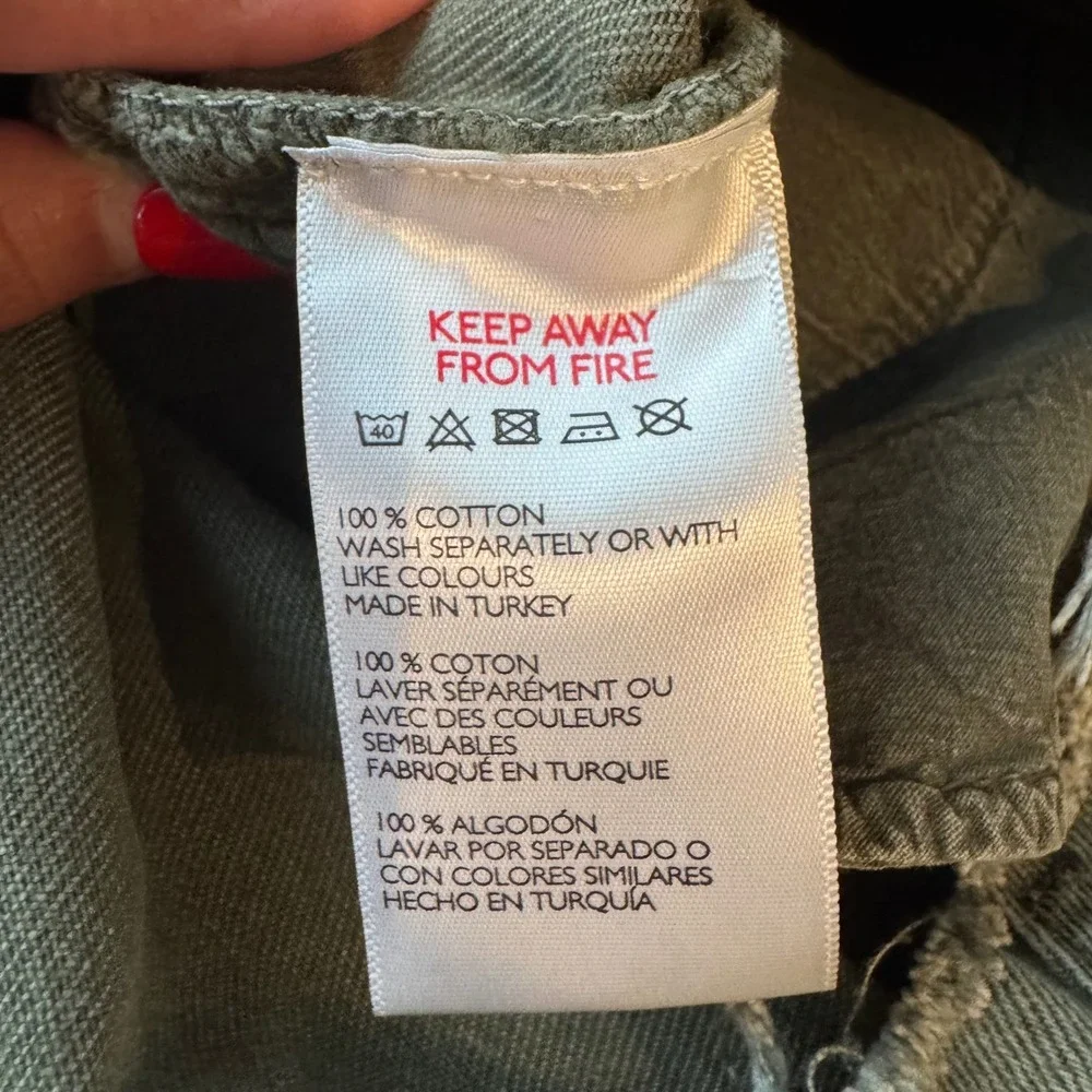 Urban Outfitters BDG Austin Olive Green Notched‎ Denim Mini Skirt Size Large